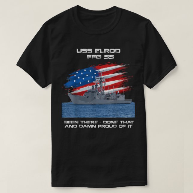 USS Elrod FFG-55 Class Frigate American Flag Veter T-Shirt (Design Front)