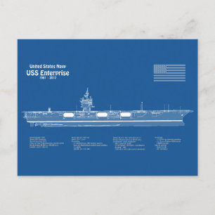 USS Enterprise - Ship Blueprint Plans ABD Postcard