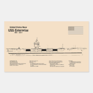 USS Enterprise - Ship Blueprint Plans SD Rectangular Sticker