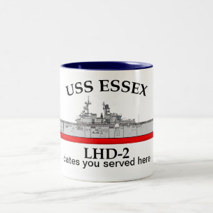 USS Essex, LHD-2, customisable dates served Two-Tone Coffee Mug