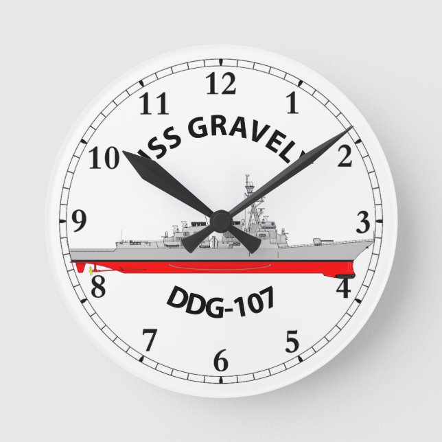 USS GRAVELY - DDG-107 - ARLEIGH BURKE  ROUND CLOCK (Front)