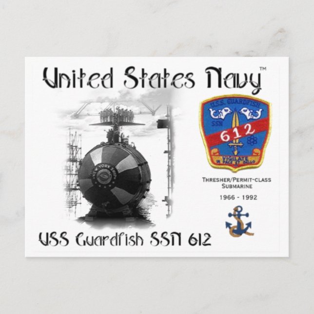 USS GUARDFISH SSN-612 POSTCARD  (Front)