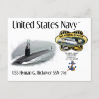 USS HYMAN G. RICKOVER SSN-795 SUBMARINE a POSTCARD