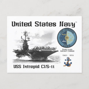 USS INTREPID CVS-11 AIRCRAFT CARRIER   -  Postcard