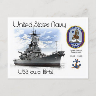 USS IOWA  BB-61 BATTLESHIP   -  Postcard