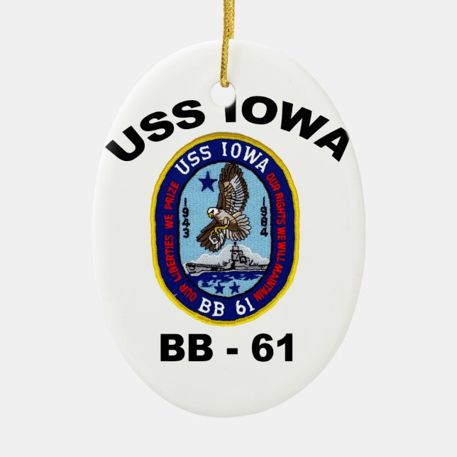 USS Iowa BB-61 Ceramic Ornament (Front)