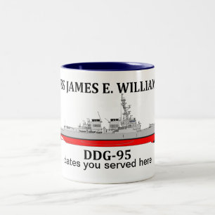 USS James E Williams, DDG-95, customisable dates  Two-Tone Coffee Mug