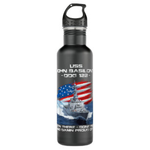 USS John Basilone DDG-122 Destroyer Ship USA Flag  710 Ml Water Bottle