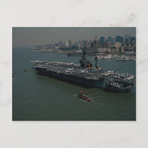 USS John F. Kennedy", entering New York's Hudson R Postcard