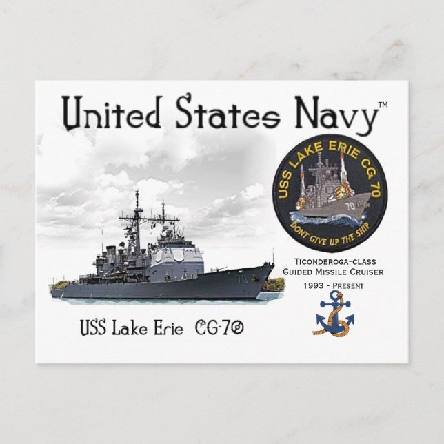 USS LAKE ERIE  CG-70 CRUISER    -    POSTCARD (Front)