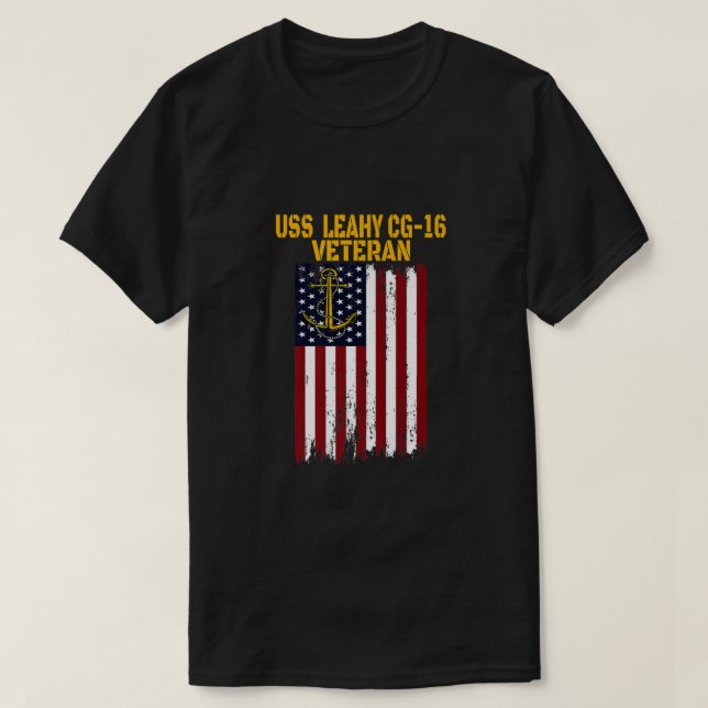 USS Leahy CG-16 Cruiser Veterans Day Father's Day  T-Shirt (Design Front)