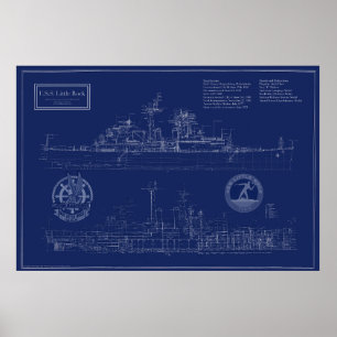 USS Little Rock CLG-4 Cruiser Blueprint Poster
