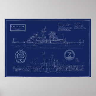 USS Little Rock CLG-4 Cruiser Blueprint Poster
