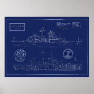 USS Little Rock CLG-4 Cruiser Blueprint Poster