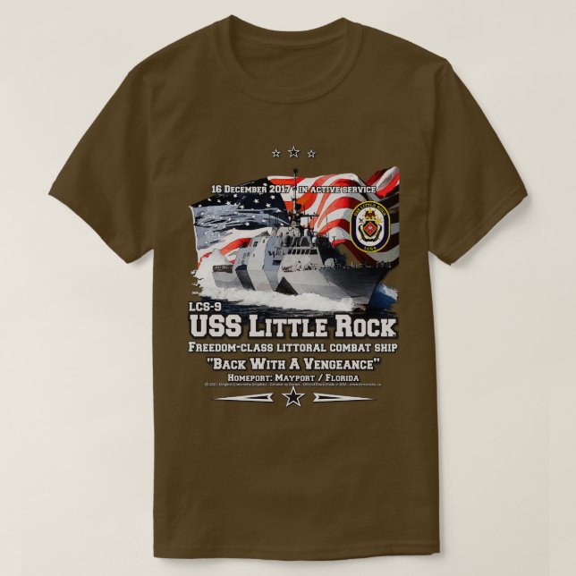 USS Little Rock LCS9 combat ship veterans T-Shirt (Design Front)
