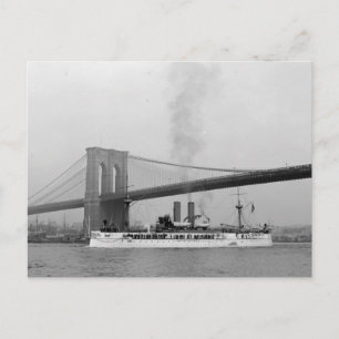 USS Maine & Brooklyn Bridge Postcard