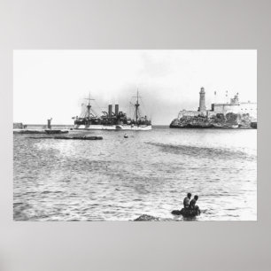 USS Maine in Havana Harbour Poster