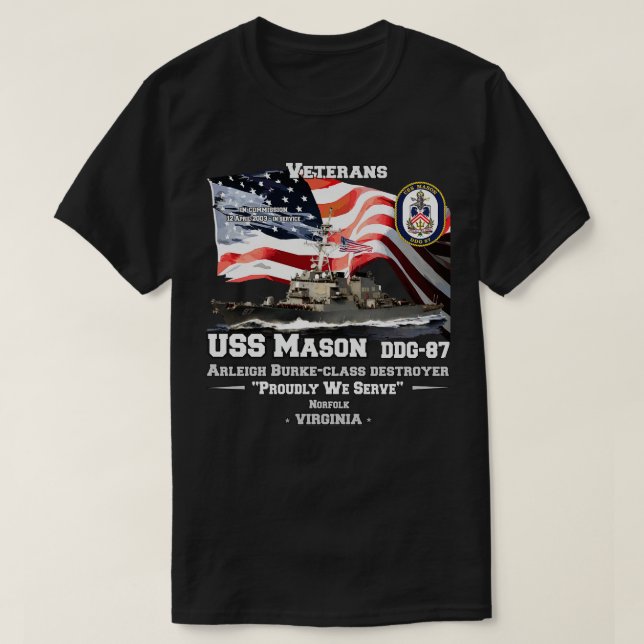 USS Mason destroyer Veterans T-Shirt (Design Front)