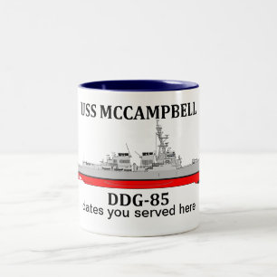 USS McCampbell, DDG-85, customisable dates served Two-Tone Coffee Mug