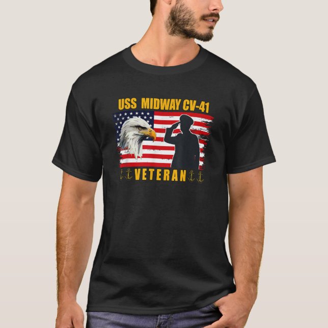 USS Midway Aircraft Carrier Veterans Day Father Gr T-Shirt (Front)