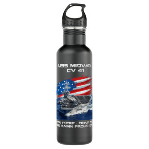 USS Midway CV 41 Aircraft Carrier Veteran USA Flag 710 Ml Water Bottle