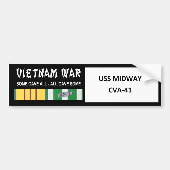 USS MIDWAY VIETNAM WAR VETERAN BUMPER STICKER (Front)