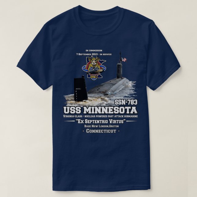 USS Minnesota SSN783 Virginiaclass fast attack sub T-Shirt (Design Front)
