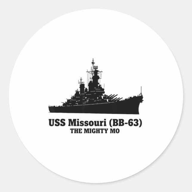 Uss Missouri Men Women Bb-63 Battleship Uss Missou Classic Round Sticker (Front)