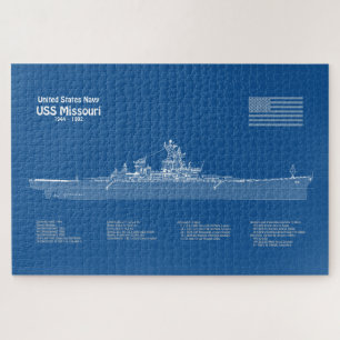 USS Missouri - Ship Blueprint Plans ABD Jigsaw Puzzle