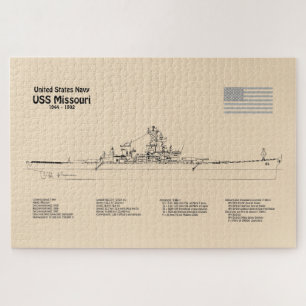 USS Missouri - Ship Blueprint Plans SD Jigsaw Puzzle
