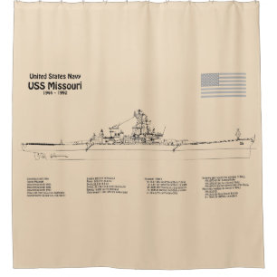 USS Missouri - Ship Blueprint Plans SD Shower Curtain