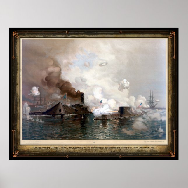 USS Monitor engaging the CSS Virginia - 1862 Poster (Front)