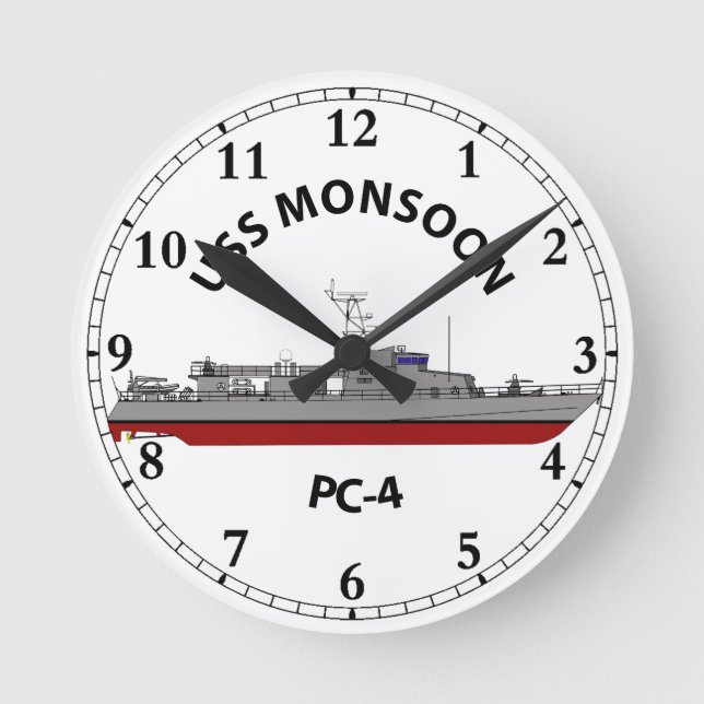 USS Monsoon PC-4 Patrol Coastal Round Clock (Front)