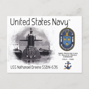 USS NATHANAEL GREENE SSBN-636 SUB - POSTCARD