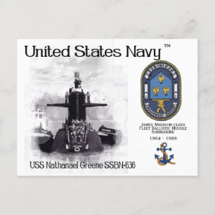USS NATHANEAL GREENE SSBN-636 SUB.   -   POSTCARD