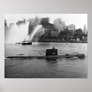 USS Nautilus anchored in New York Harbour - 1958 Poster