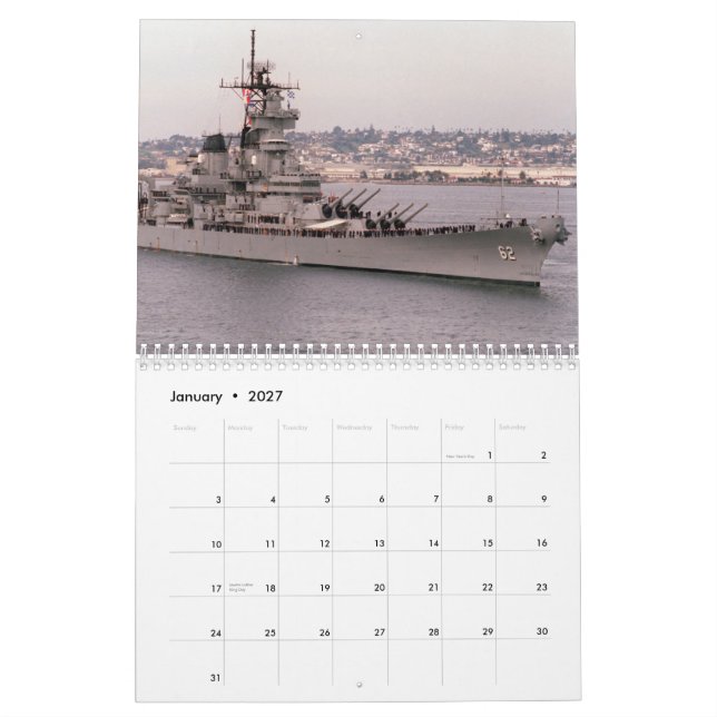 USS New Jersey Calendar (Jan 2027)