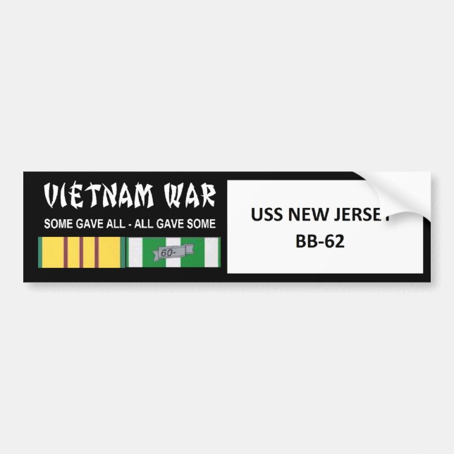 USS NEW JERSEY VIETNAM WAR VETERAN BUMPER STICKER (Front)