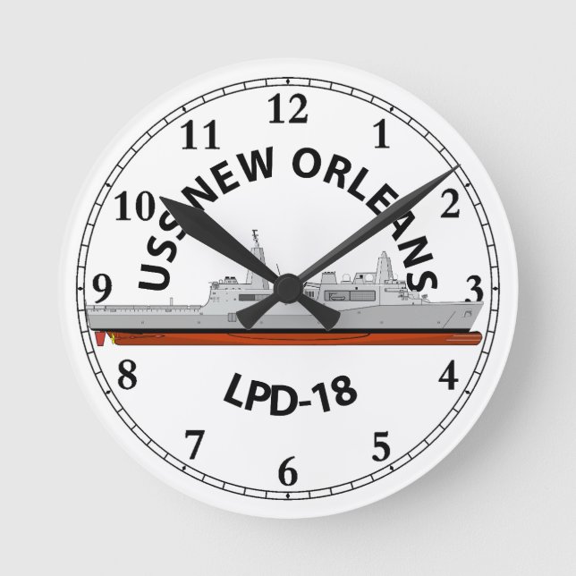 USS NEW ORLEANS, LPD-18, SAN ANTONIO    ROUND CLOCK (Front)
