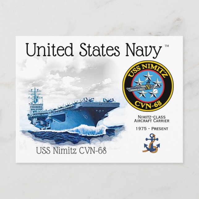 USS NIMITZ  CVN-68  AIRCRAFT CARRIER  -  Postcard (Front)