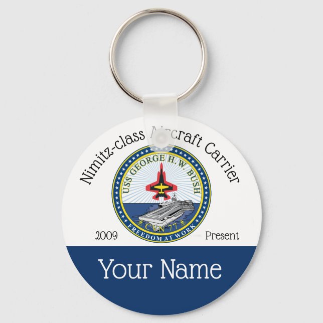 USS NIMITZ  CVN-77  AIRCRAFT CARRIER KEY RING (Front)