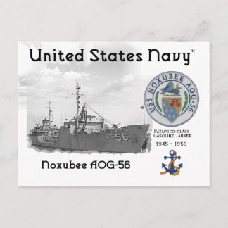 USS NOXUBEE AOG-56 GASOLINE TANKER - POSTCARD