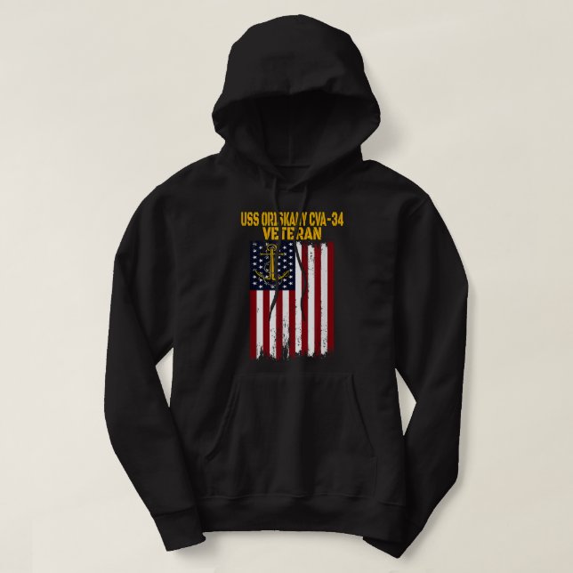 USS Oriskany CVA-34 Aircraft Carrier Veteran Day F Hoodie (Design Front)