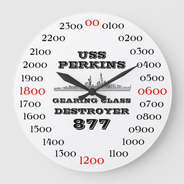 USS PERKINS (DD / DDR-877) LARGE CLOCK (Front)
