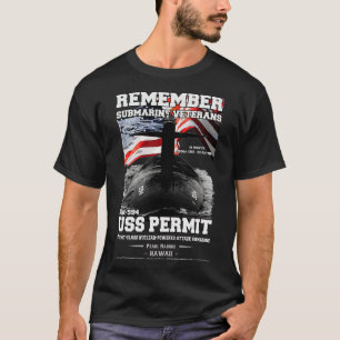 USS Permit SSN594 Submarine Veterans T-Shirt