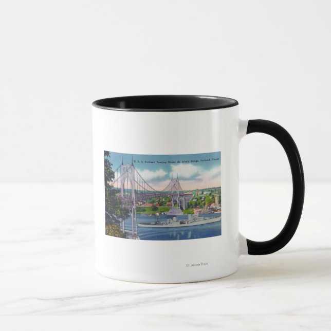 USS Portland Passing Under St. John's Bridge Mug (Right)
