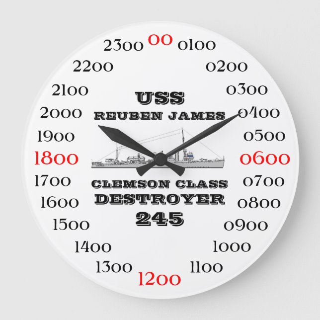 USS Reuben James (DD-245) Large Clock (Front)