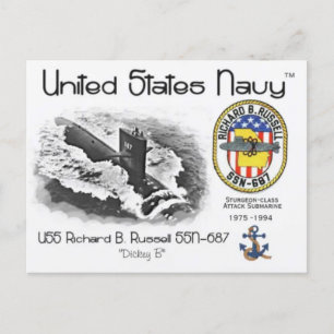 USS RICHARD B. RUSSELL SSN-687 SUBMARINE  Postcard