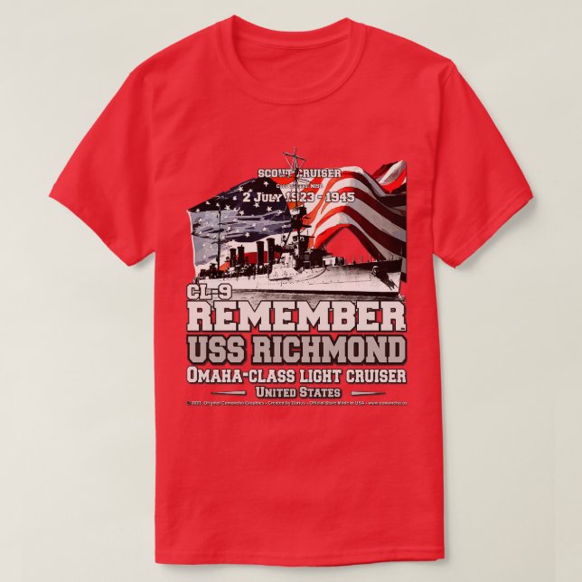 USS Richmond CL9 scout cruiser navy veterans T-Shirt (Design Front)
