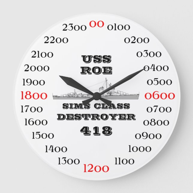 USS Roe (DD-418) Large Clock (Front)